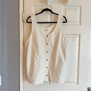 Madewell Ivory Button-Front Tank Top 2x